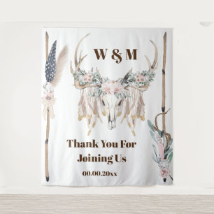 Tapete De Parede Chifres boho levantados madeira rústica pena índio