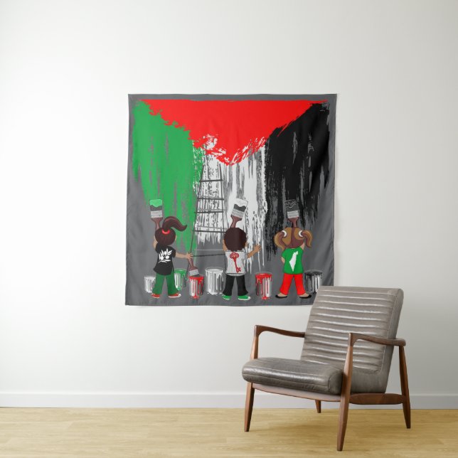 Tapete De Parede Children of Gaza Painting Palestine Flag  (In Situ)