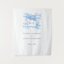 Tapete De Parede Chinoiserie Wedding Floral Monogram Elegant