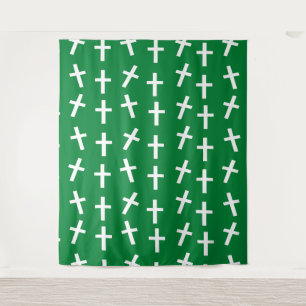 Tapete De Parede Christian Jesus cruzou o padrão verde