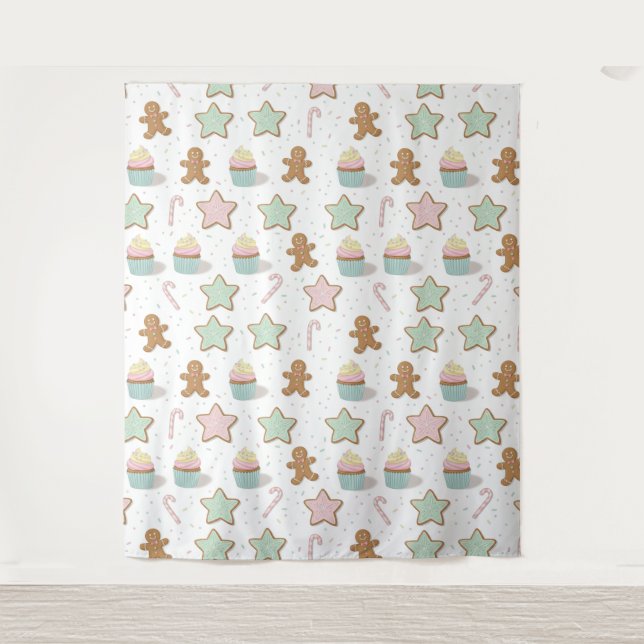 Tapete De Parede Christmas Bakery Treats Pattern (Frente)
