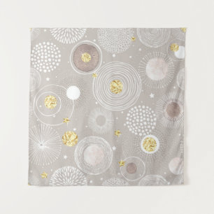 Tapete De Parede Christmas doodles: golden foil background.