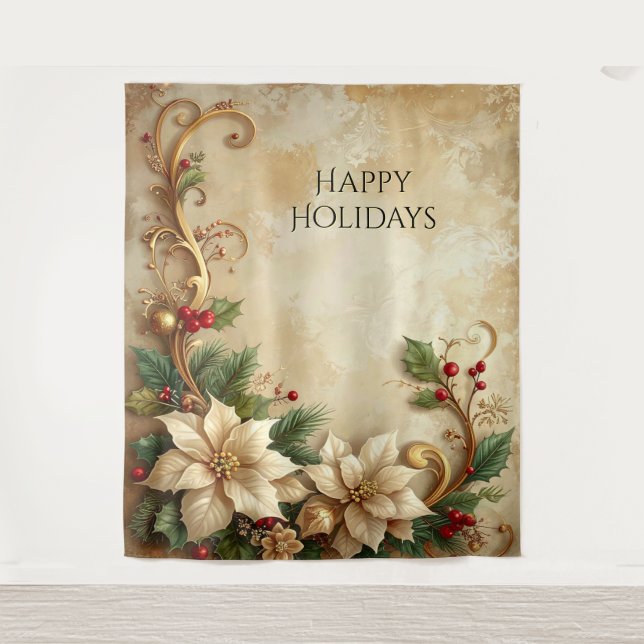 Tapete De Parede Christmas Floral Holiday Backdrop (Frente)