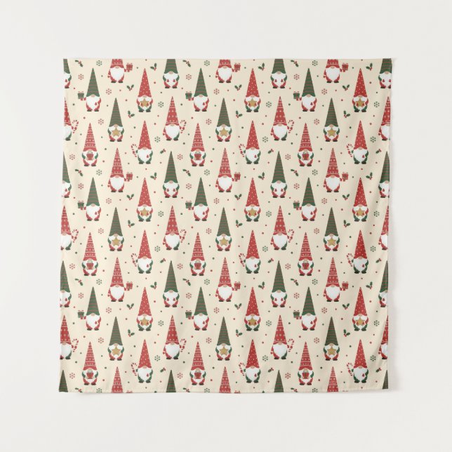 Tapete De Parede Christmas Gnome Party Pattern (Frente)