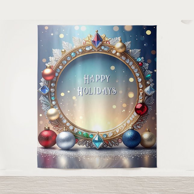Tapete De Parede Christmas Jewel Frame Holiday Backdrop (Frente)