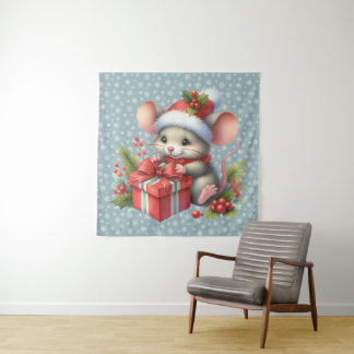Tapete De Parede Christmas Mouse Tapestry