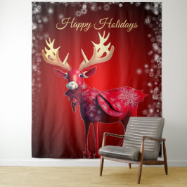 Tapete De Parede Christmas Party Red Reindeer Winter Holidays