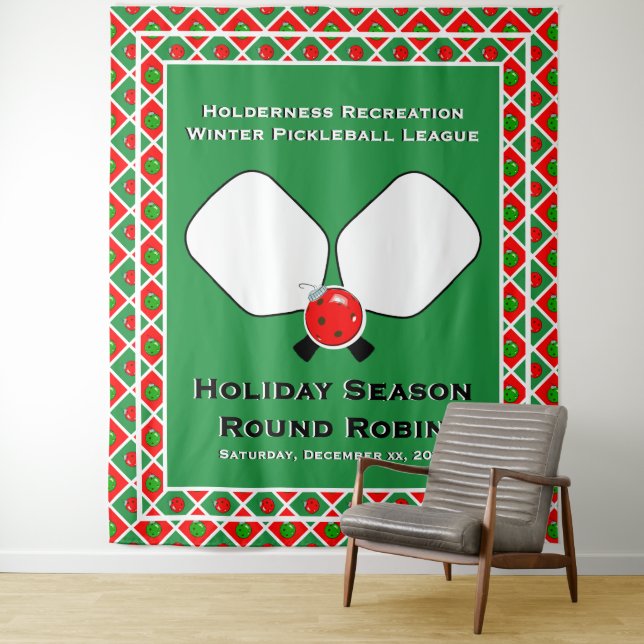 Tapete De Parede Christmas Pickleball Party Personalize Photo Booth (In Situ)
