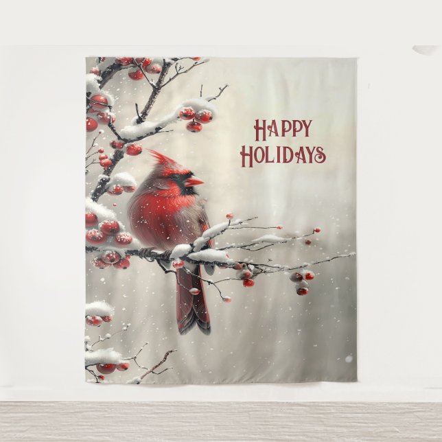 Tapete De Parede Christmas Red Cardinal Holiday Backdrop (Frente)