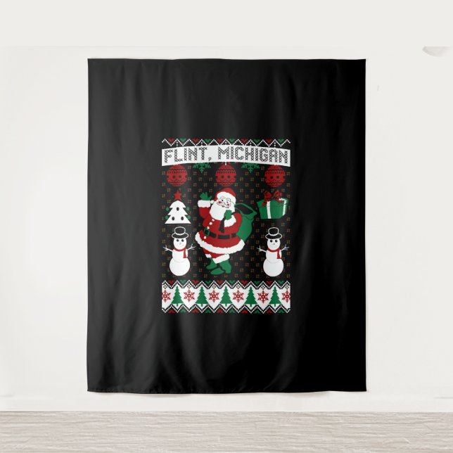Tapete De Parede Christmas Ugly Sweater Flint Michigan (Frente)
