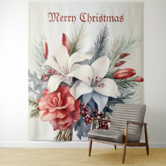 Tapete De Parede Christmas White Red Flowers Holidays Elegant
