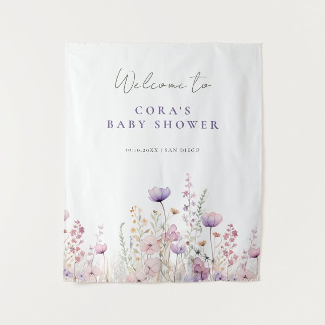 Tapete De Parede Chuva de Bebê Campo de Flores Silvestres Meadow Wo (Frente)