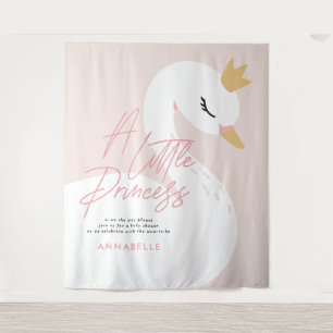 Tapete De Parede Chuva de bebê cisne feminino rosa aqua fofo elegan
