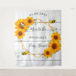 Tapete De Parede Chuva de Bebê Mamãe abelha girassóis madeira rústi