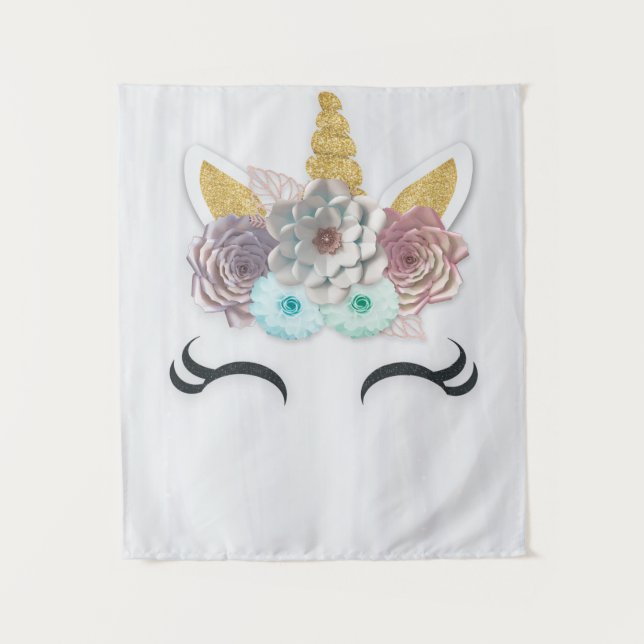 Tapete De Parede Chuva de Bebê Unicórnio, Aniversário, Decoração de (Frente)