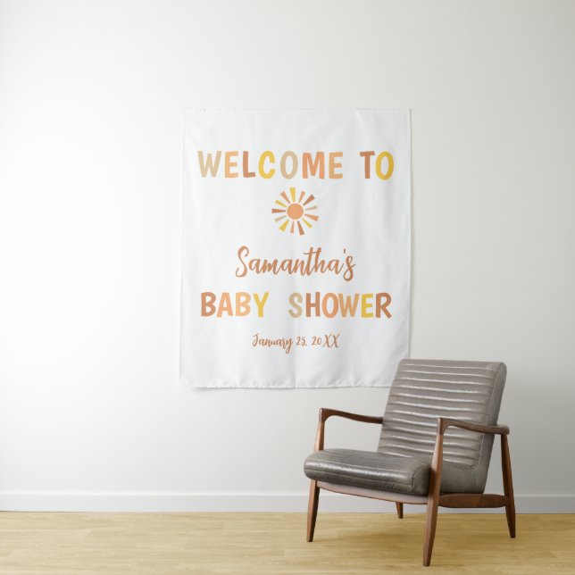 Tapete De Parede Chuva de Boho Baby Shower (In Situ)