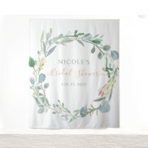 Chuva de Chá de Noiva com Coroa de Eucalipto em Aq