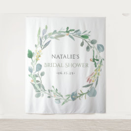Tapete De Parede Chuva de Noiva Floral de Eucalipto em Aquarela