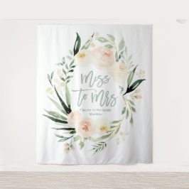 Tapete De Parede Chuva de noiva floral verde pêssego Miss to Mrs