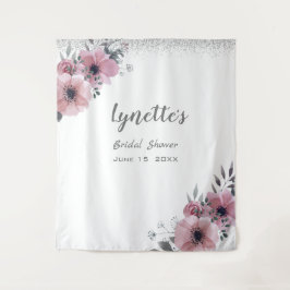 Tapete De Parede Chuva de Noiva Rosa Desbotado Elegante com Brilho 