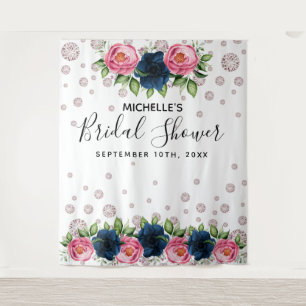 Tapete De Parede Chuva de Presentes azul rosado flores brancas diam