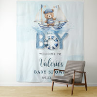 Chuveiro de Bebê Menino Urso de Pelúcia Azul Náuti