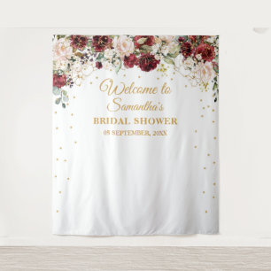 Tapete De Parede Chuveiro de noiva com moldura floral dourada em bu