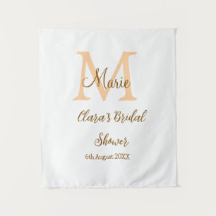 Tapete De Parede Chuveiro de noiva monograma laranja adicionar nome