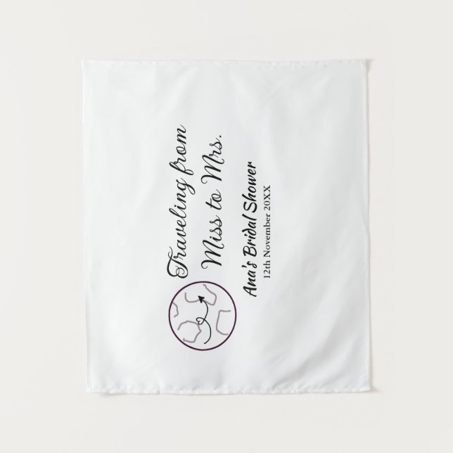 Tapete De Parede Chuveiro de viagem adicionar nome data senhorita p (Frente)