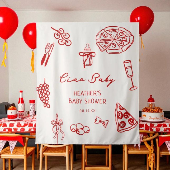 Tapete De Parede Ciao Bebê Itália Pizza Bandeira de Chuv Babyshower (Criador carregado)