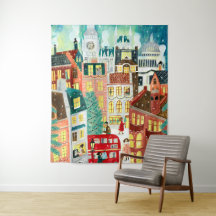 Cidade de Londres na ilustração de Natal na neve