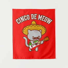 Tapete De Parede Cinco de Mayo - Tapeçaria: Gato "CINCO DE MEOW"
