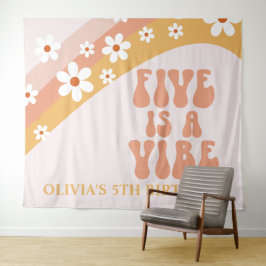 Tapete De Parede Cinco é um Vibe Faixa de Aniversário Groovy Daisy 