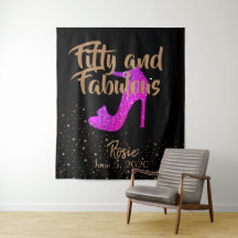 Cinquenta & Fabuloso Texto Rosa Glitter Dourado Fe