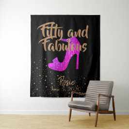 Tapete De Parede Cinquenta & Fabuloso Texto Rosa Glitter Dourado Fe