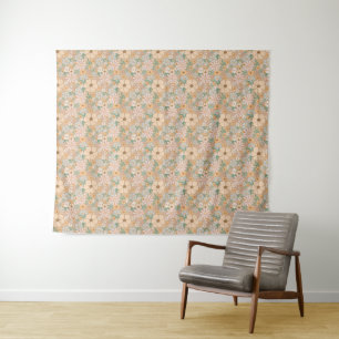 Tapete De Parede Cinza Cor-de-rosa cor laranja pêssego Floral
