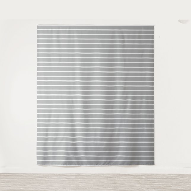 Tapete De Parede Cinza de Cinzas e Design de Stripes Brancas (Frente)