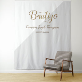 Tapete De Parede Cinza e Dourado bebê Batismo Personalizado Bautizo