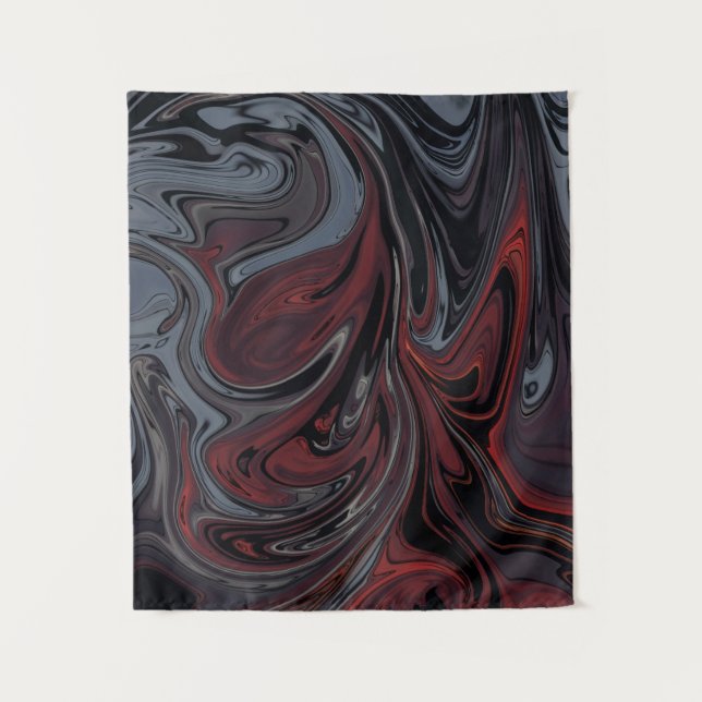 Tapete De Parede Cinza e pintura de abstrato vermelha (Frente)