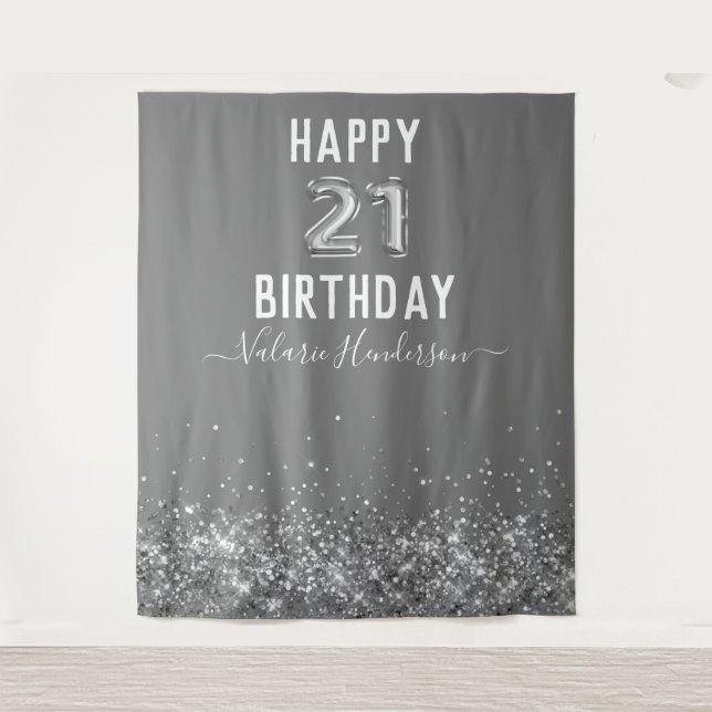 Tapete De Parede Cinza Feliz de Prata (Frente)