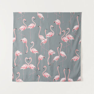 Tapete De Parede Cinza Flamingo: Padrão Vintage Invisível.