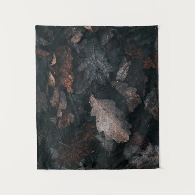 Tapete De Parede Cinzas e folhas castanho com retenção (Frente)