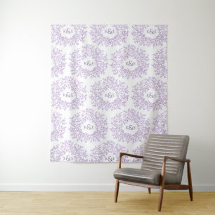 Tapete De Parede Círculo de folhas monograma personalizado roxo cas