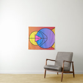 Tapete De Parede Círculos Geométricos Abstratos Linha Colorida