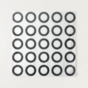 Tapete De Parede Círculos negros de aquarela em fundo branco. Blac