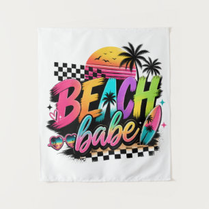 Tapete De Parede Citação Retro Beach Babe Vibrações Tropicais Color