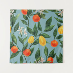 Tapete De Parede Citrinos: Padrão Ornamental Por Aquarela