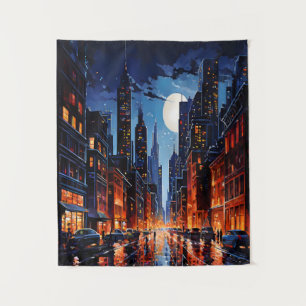 Tapete De Parede Cityscape vibrante na arte urbana noturna