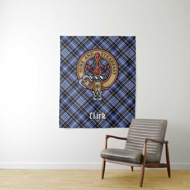 Tapete De Parede Clan Clark Crest sobre Tartan (In Situ)