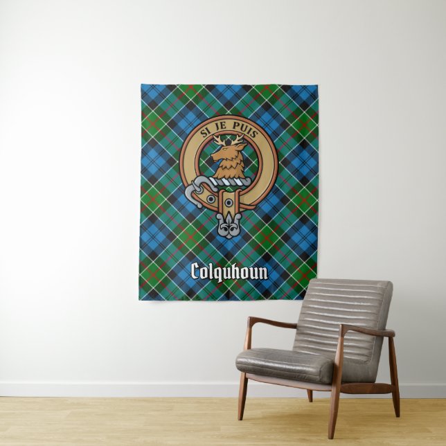 Tapete De Parede Clan Colquhoun Crest sobre Tartan (In Situ)